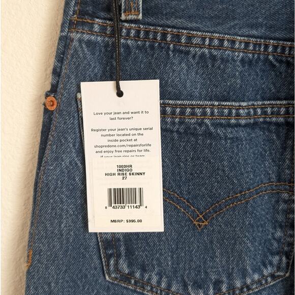 NWT Re/Done Levi's 1003HR Indigo Denim High-rise Skinny jeans, size 27 - Picture 3 of 11